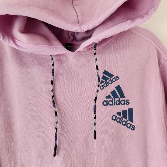Adidas Essentials Brandlove Hoodie Hooded Sweatshirt Front Pocket Purple M - Picture 4 of 9